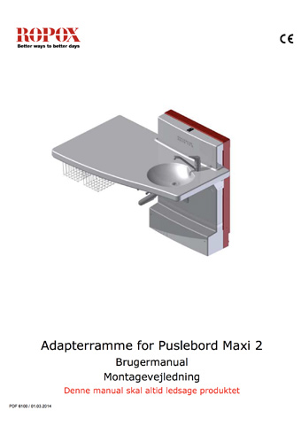 Ropox brugermanual og montagevejledning Maxi2 Adapterramme 80 mm