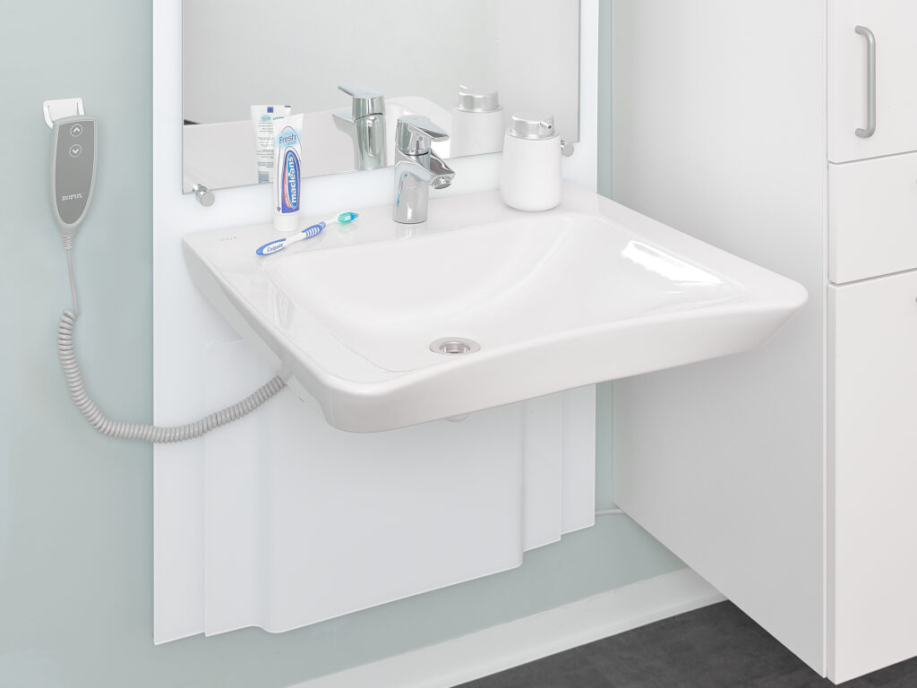 slimline electric height adjustable washbasin
